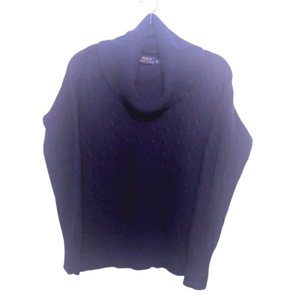 Polo Ralph Lauren Merino Wool Cable Knit Cowl Neck Navy Sweater Women's‎ size M